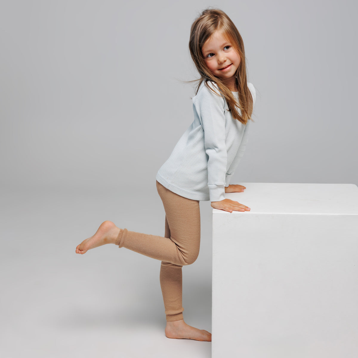 Strumpfhose mit Trägern ohne Fuß - Beige Braun