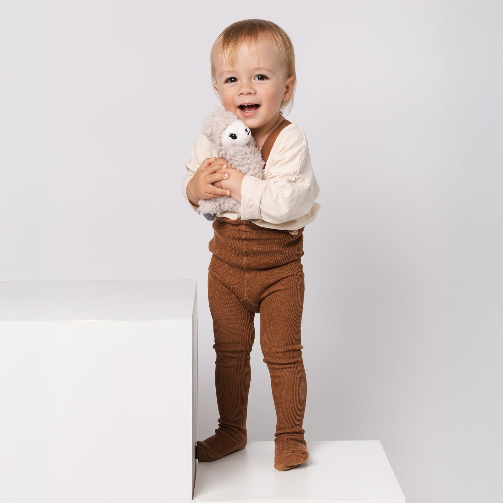 Strumpfhosen mit Trägern (mit Baby-Alpakawolle) - Haselnuss