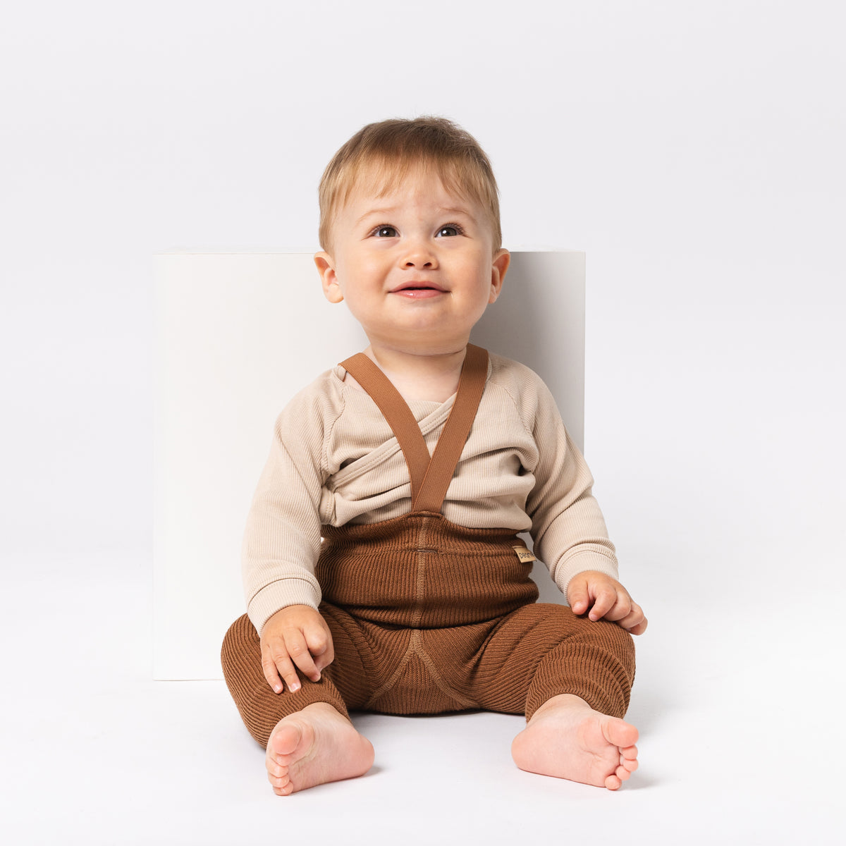 Strumpfhosen mit Trägern (mit Baby-Alpakawolle) - Haselnuss