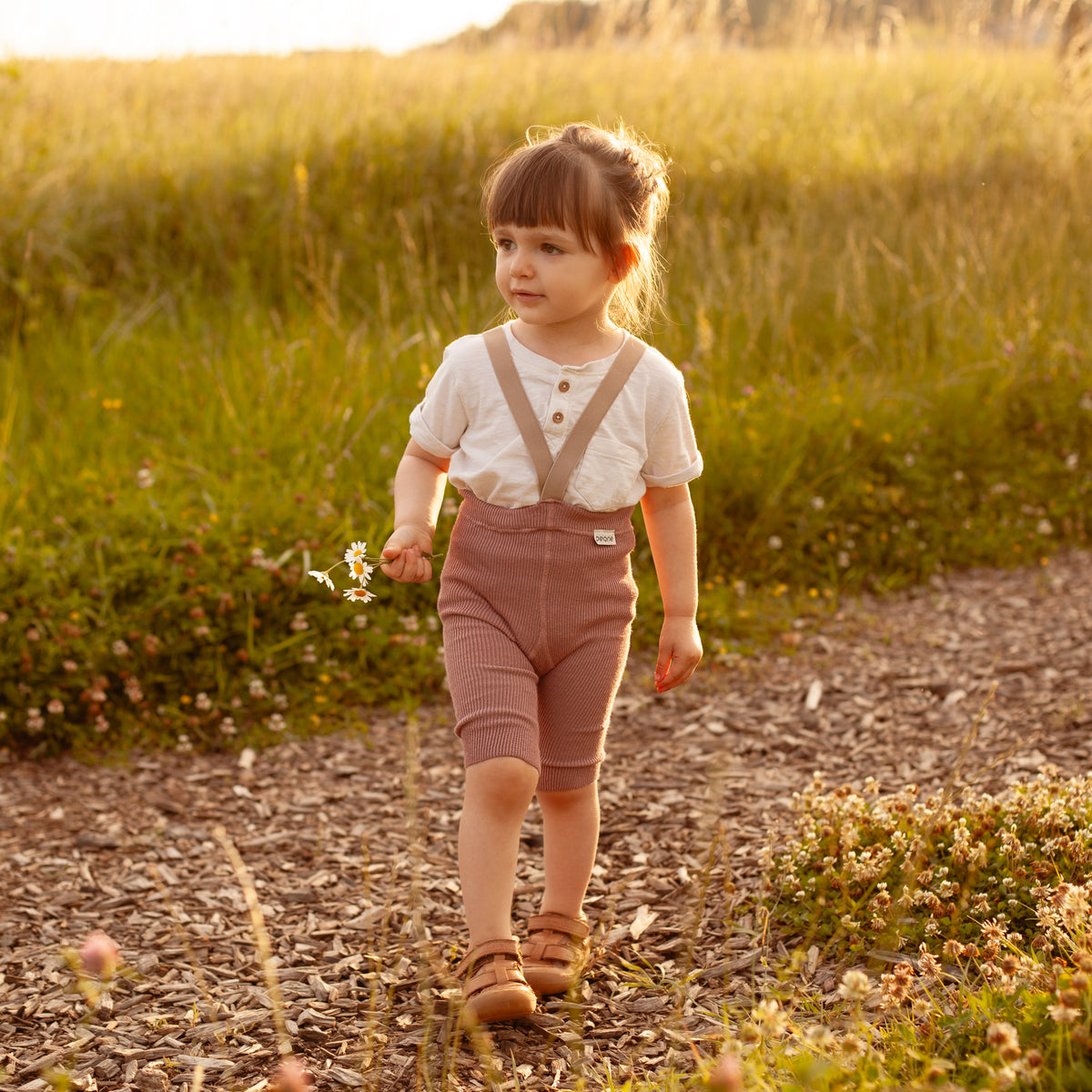 Kurze Hose mit Trägern -Staubrose