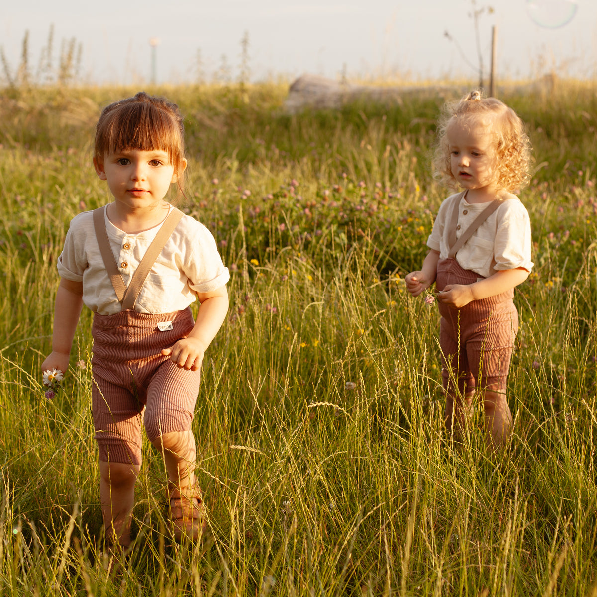Kurze Hose mit Trägern -Staubrose
