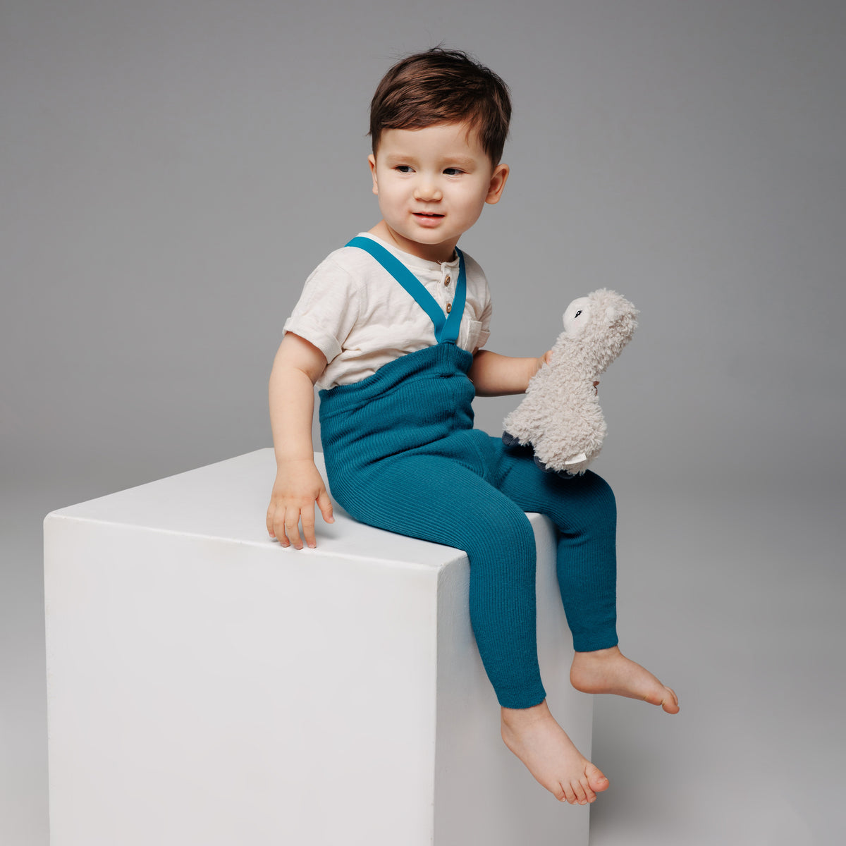 Strumpfhose mit Trägern ohne Fuß (mit Baby-Alpakawolle) - Haselnuss