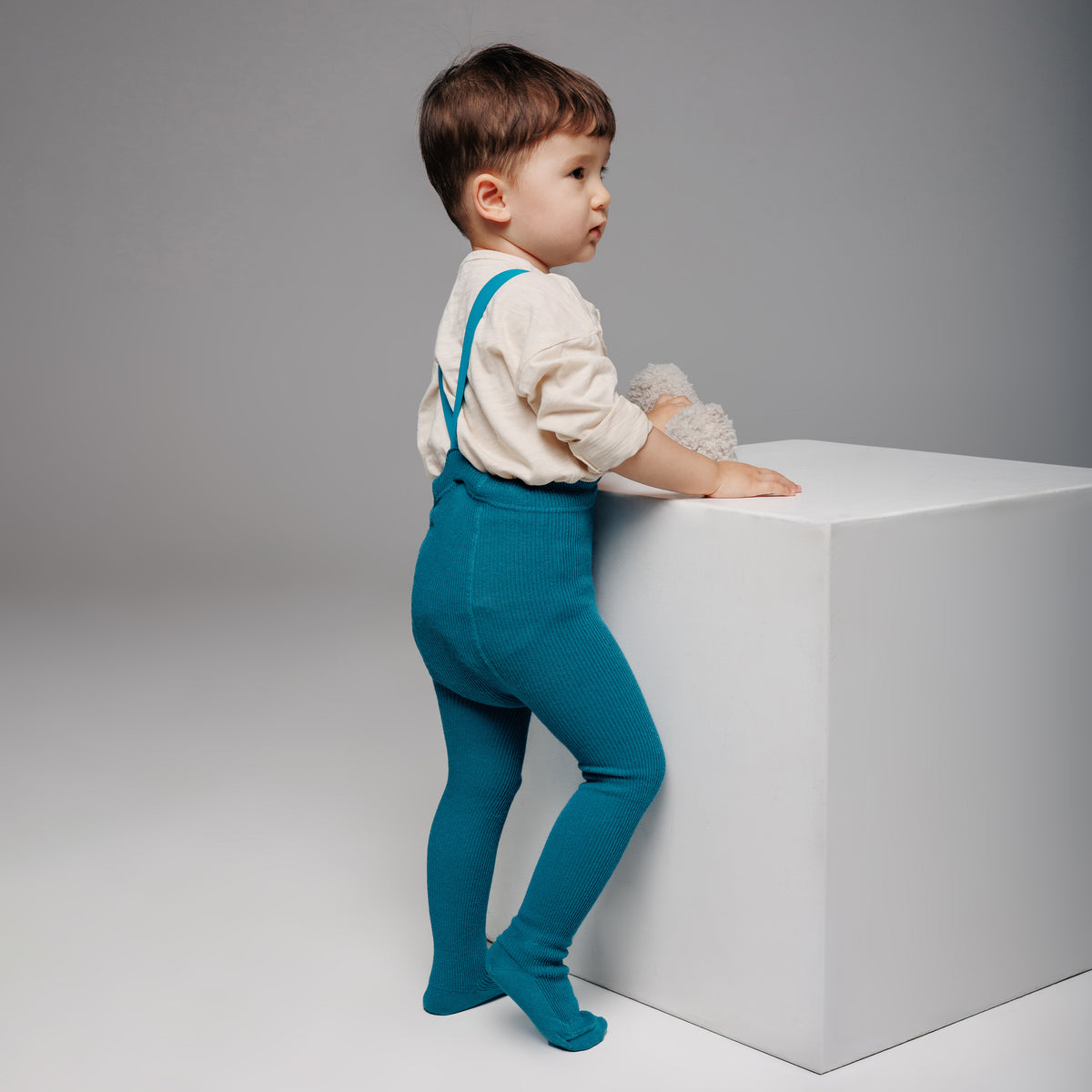 Strumpfhosen mit Trägern (mit Baby-Alpakawolle) - Haselnuss