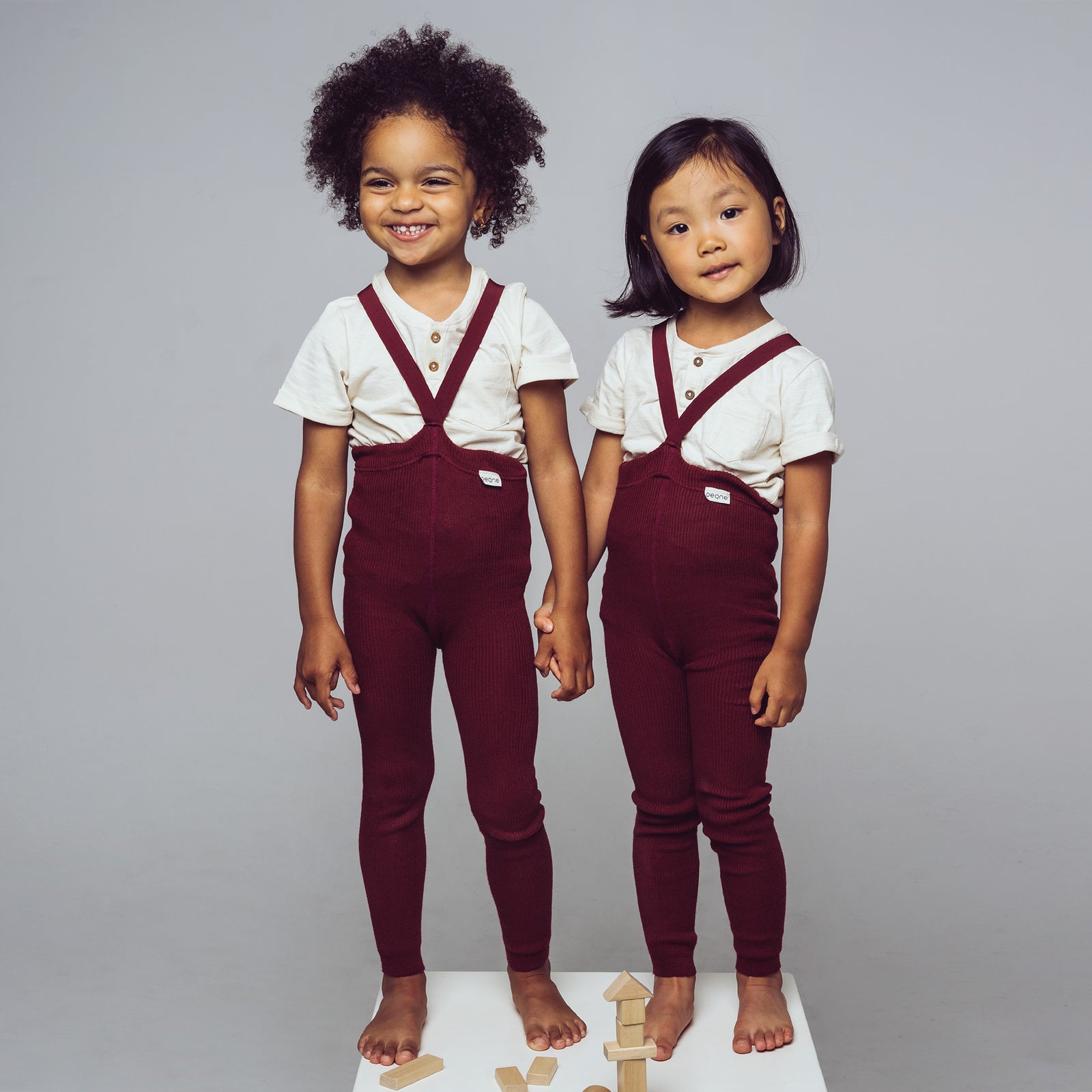 Strumpfhose mit Trägern ohne Fuß - Burgunderkirsche