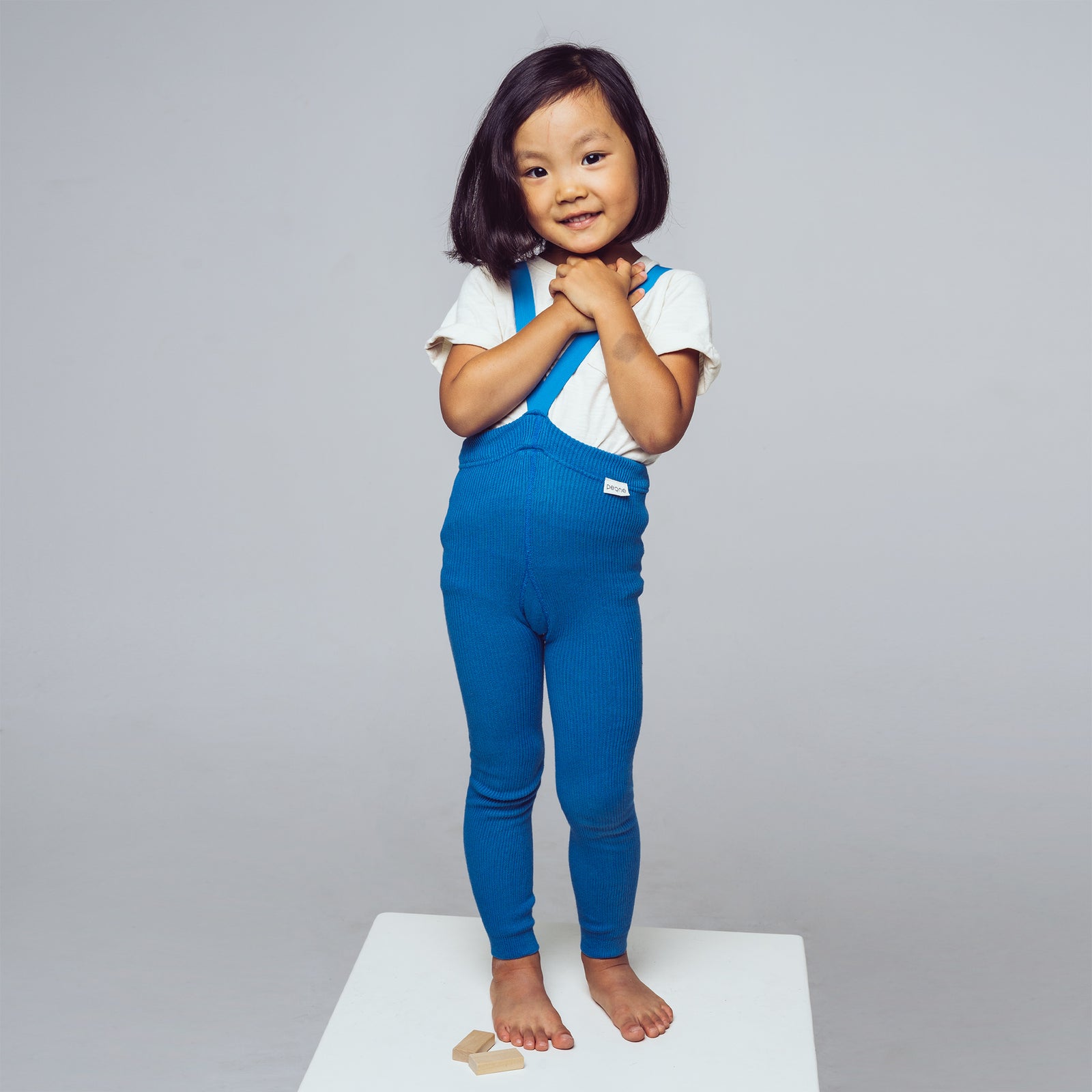 Strumpfhose mit Trägern ohne Fuß - Französisches Blau