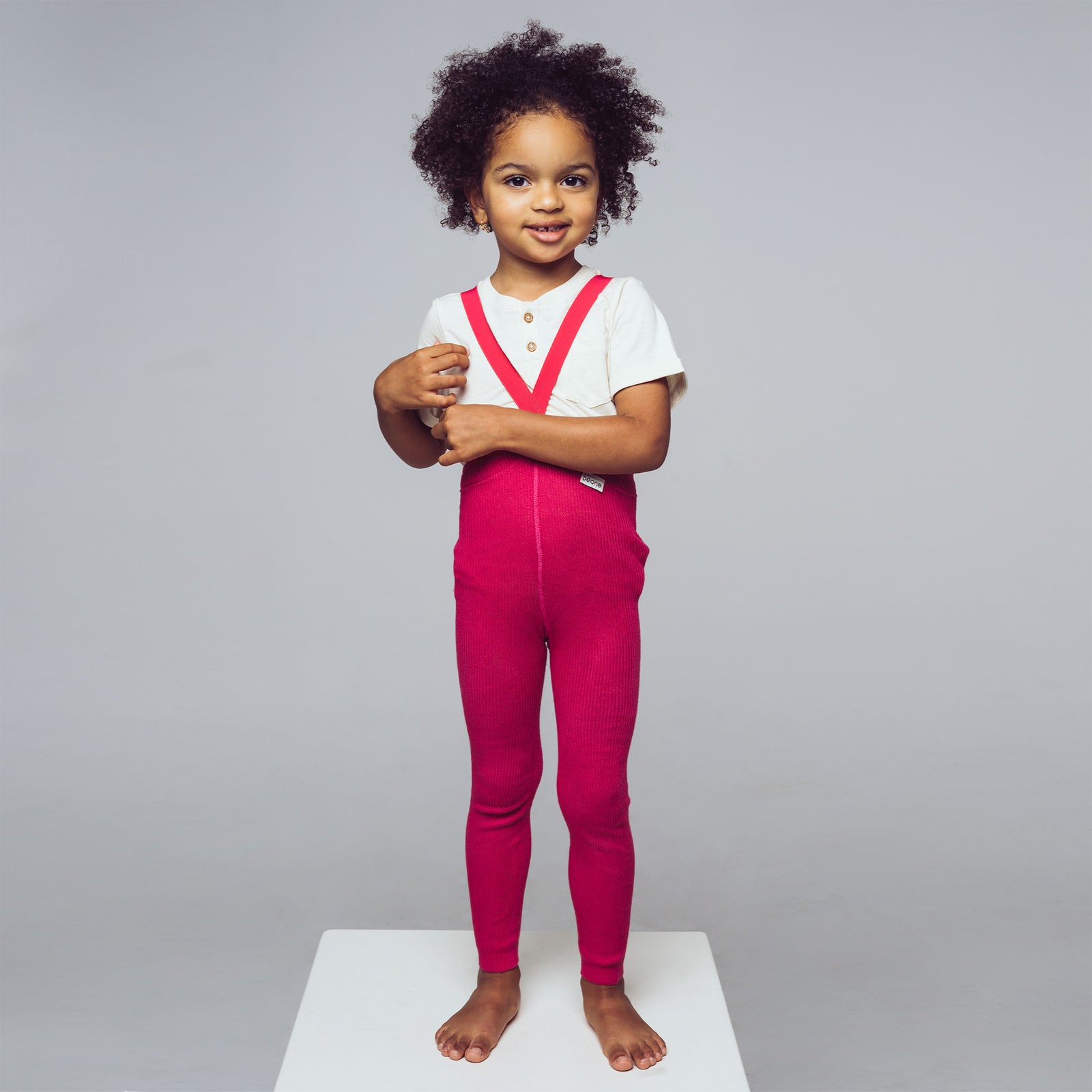 Strumpfhose mit Trägern ohne Fuß - Magenta