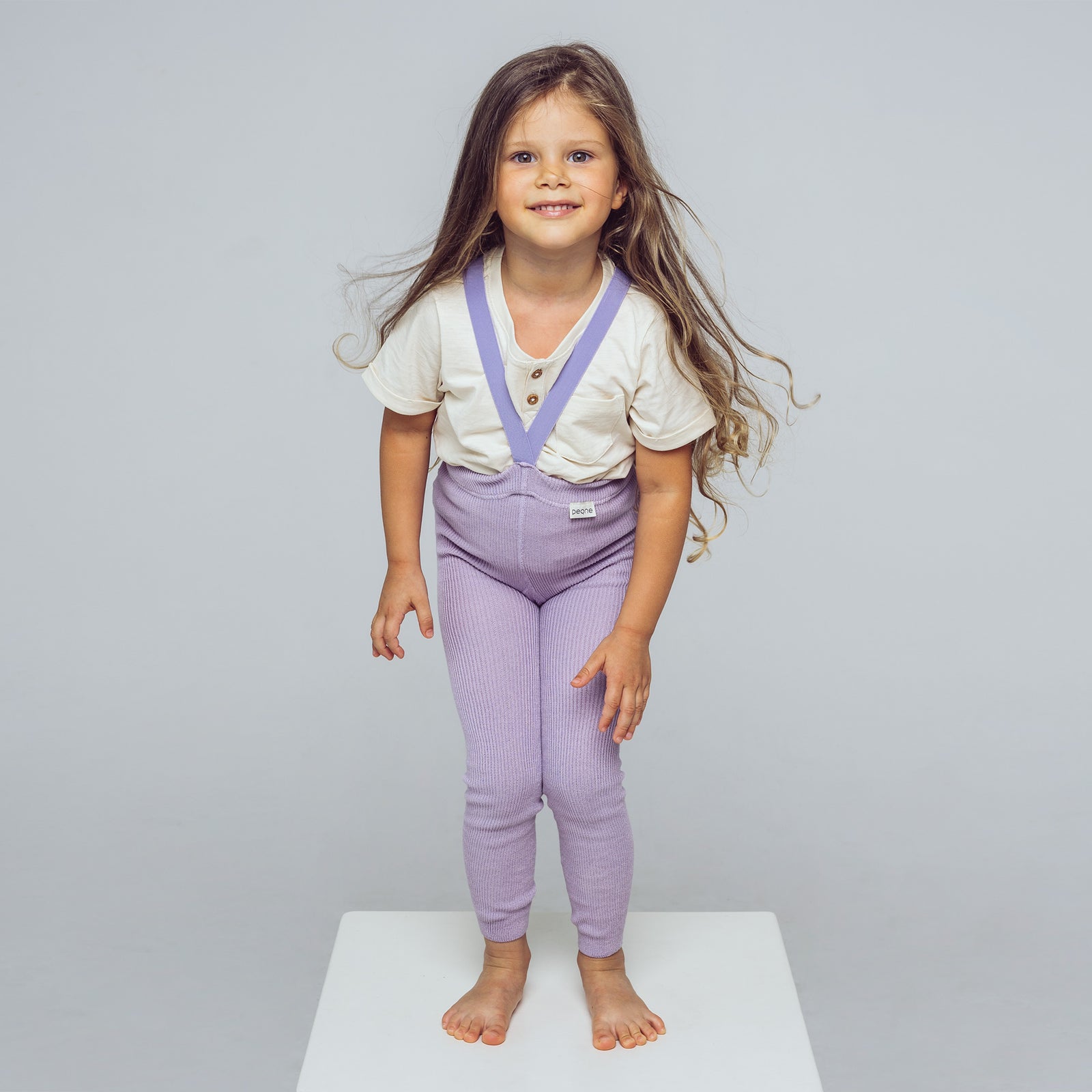 Strumpfhose mit Trägern ohne Fuß - Pastell Lila