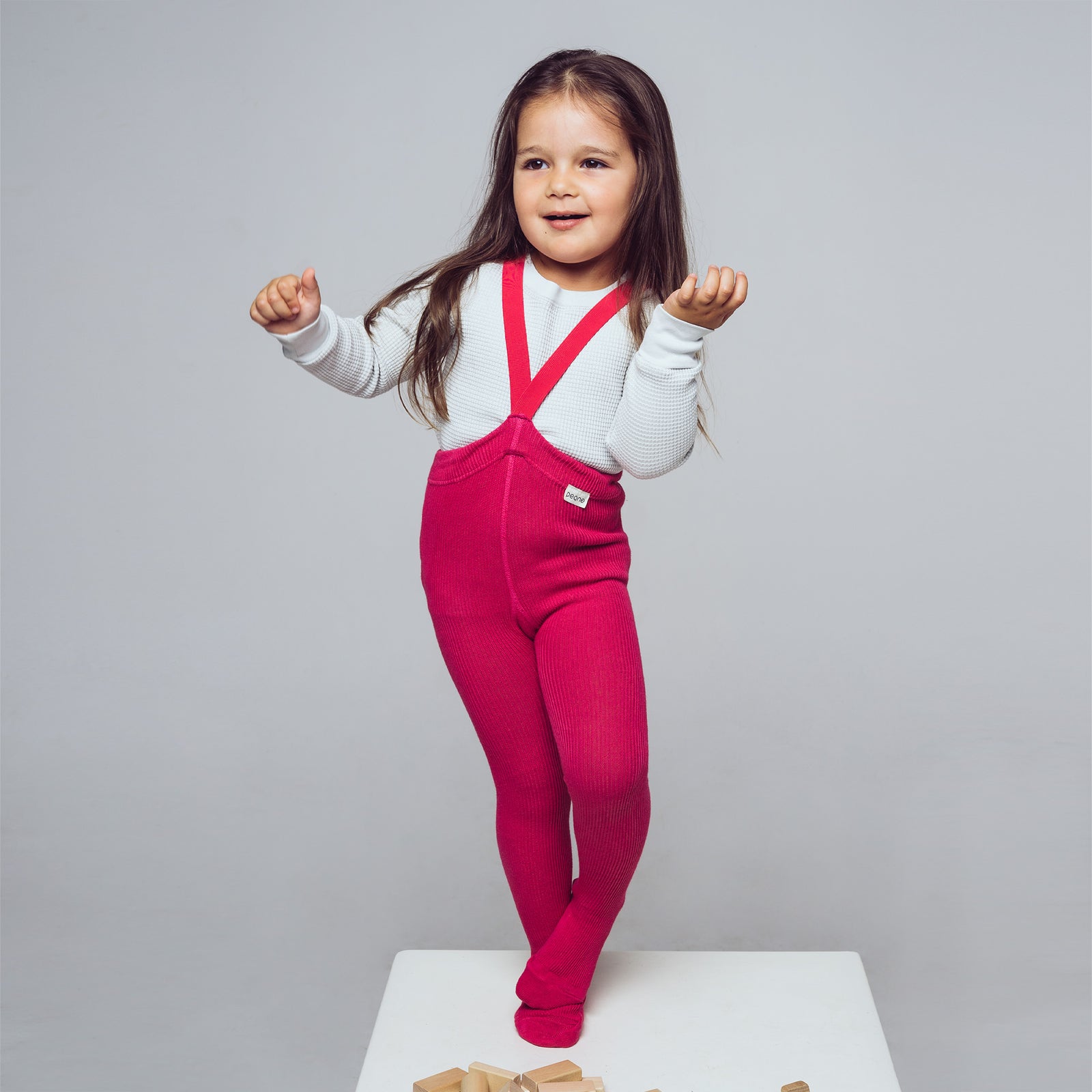 Strumpfhose mit Trägern - Magenta