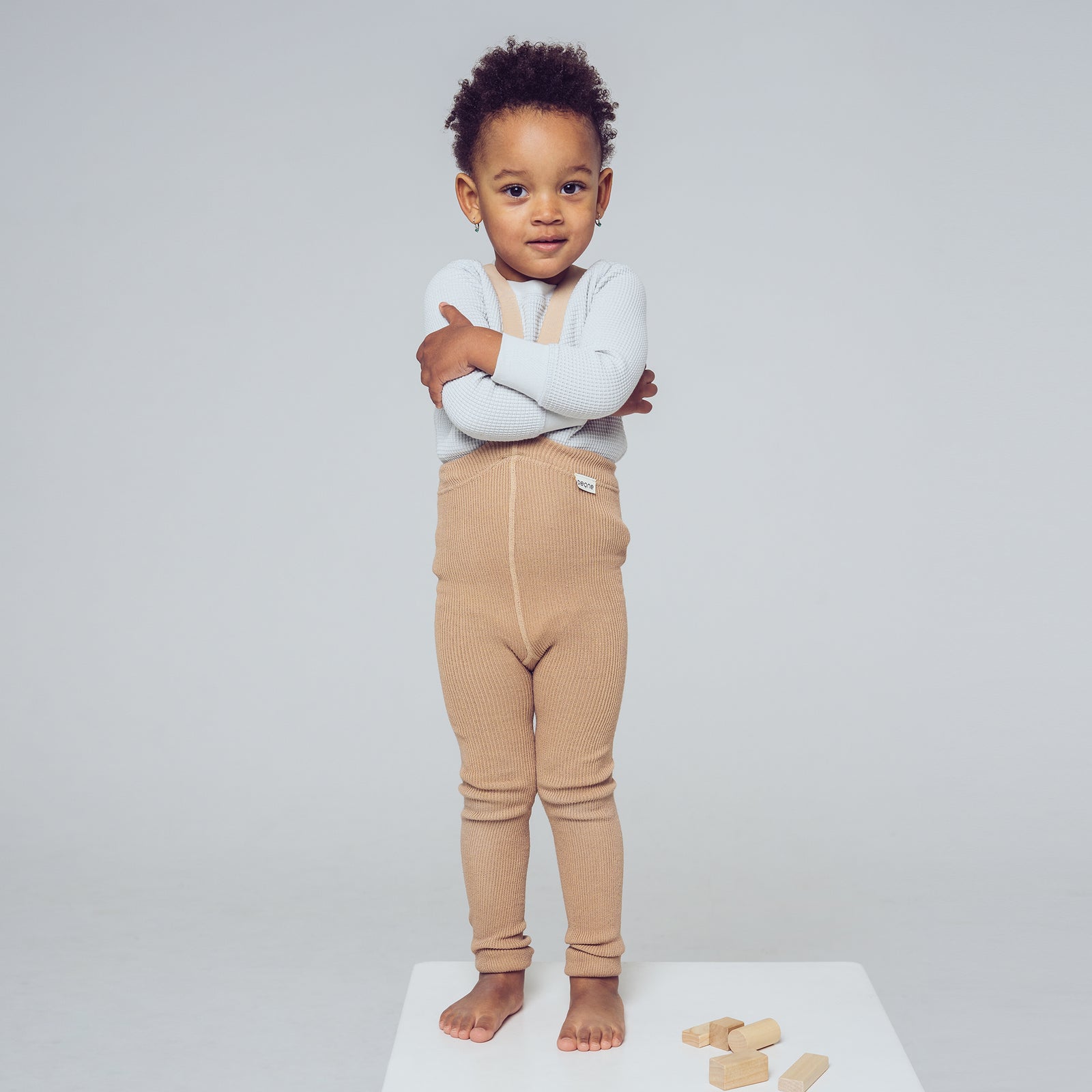 Strumpfhose mit Trägern ohne Fuß - Beige Braun