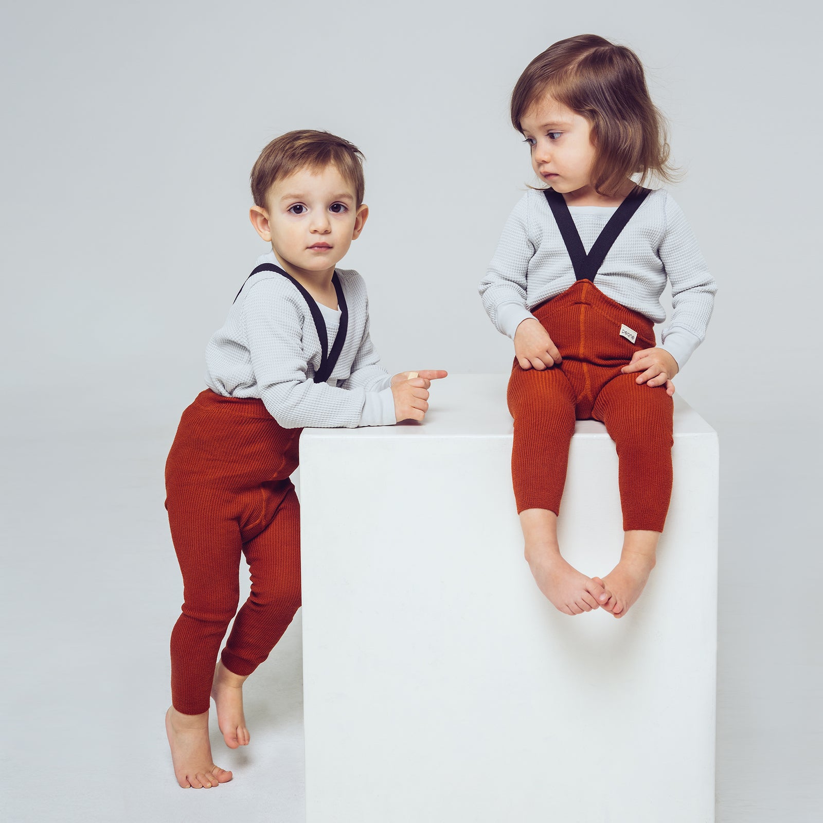 Strumpfhose mit Trägern ohne Fuß - Ziegelrot