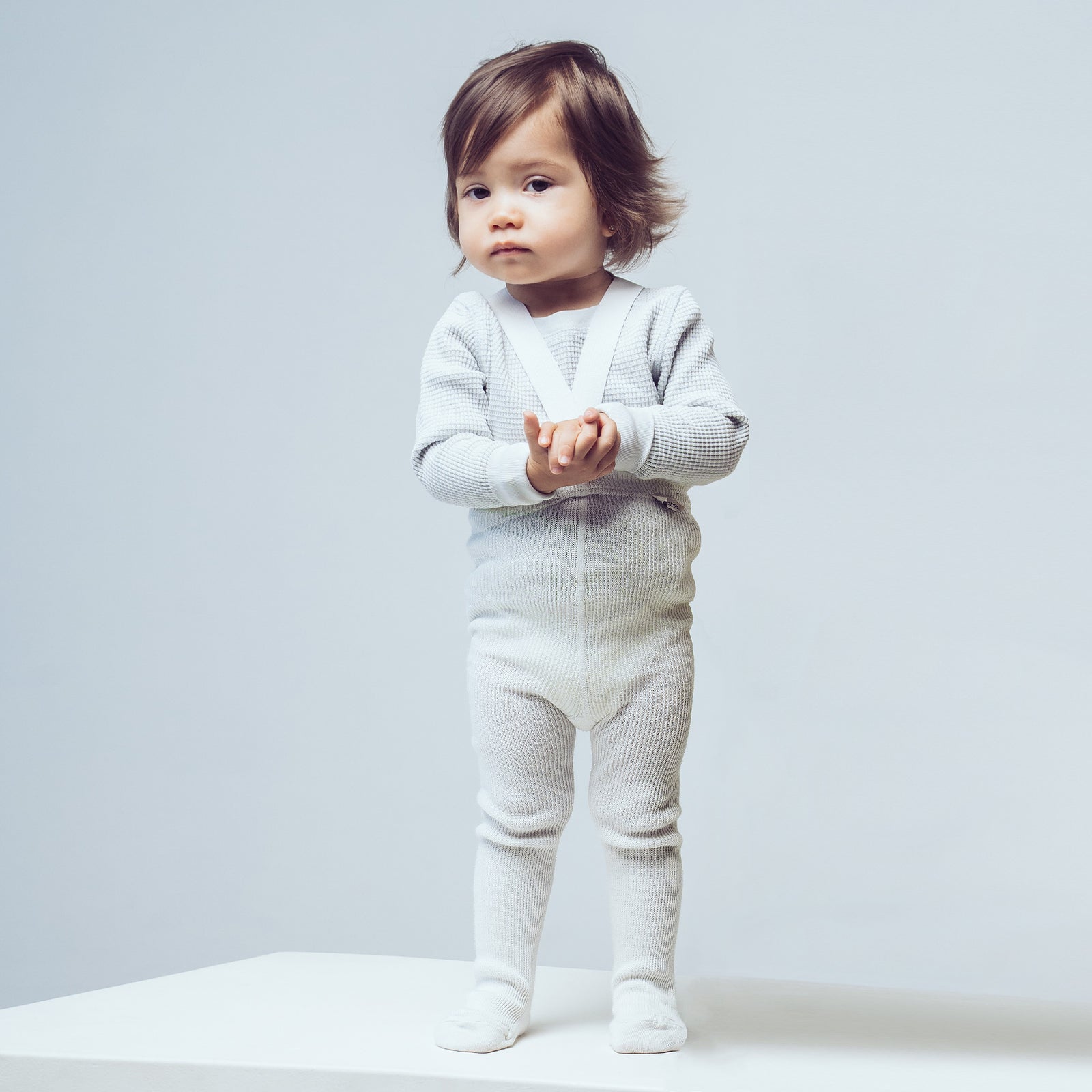 Strumpfhose mit Trägern - Creme Weiß